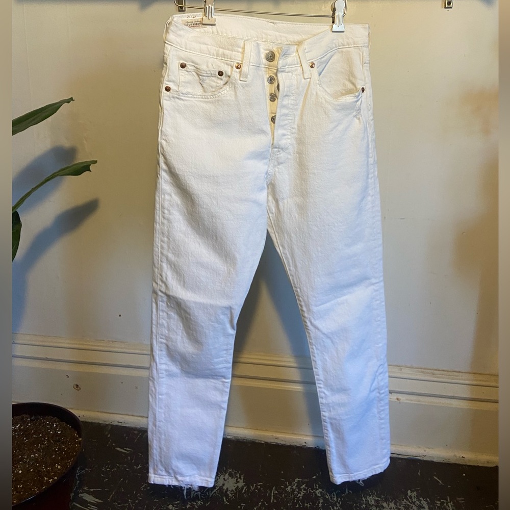Levis 501 white skinny jeans